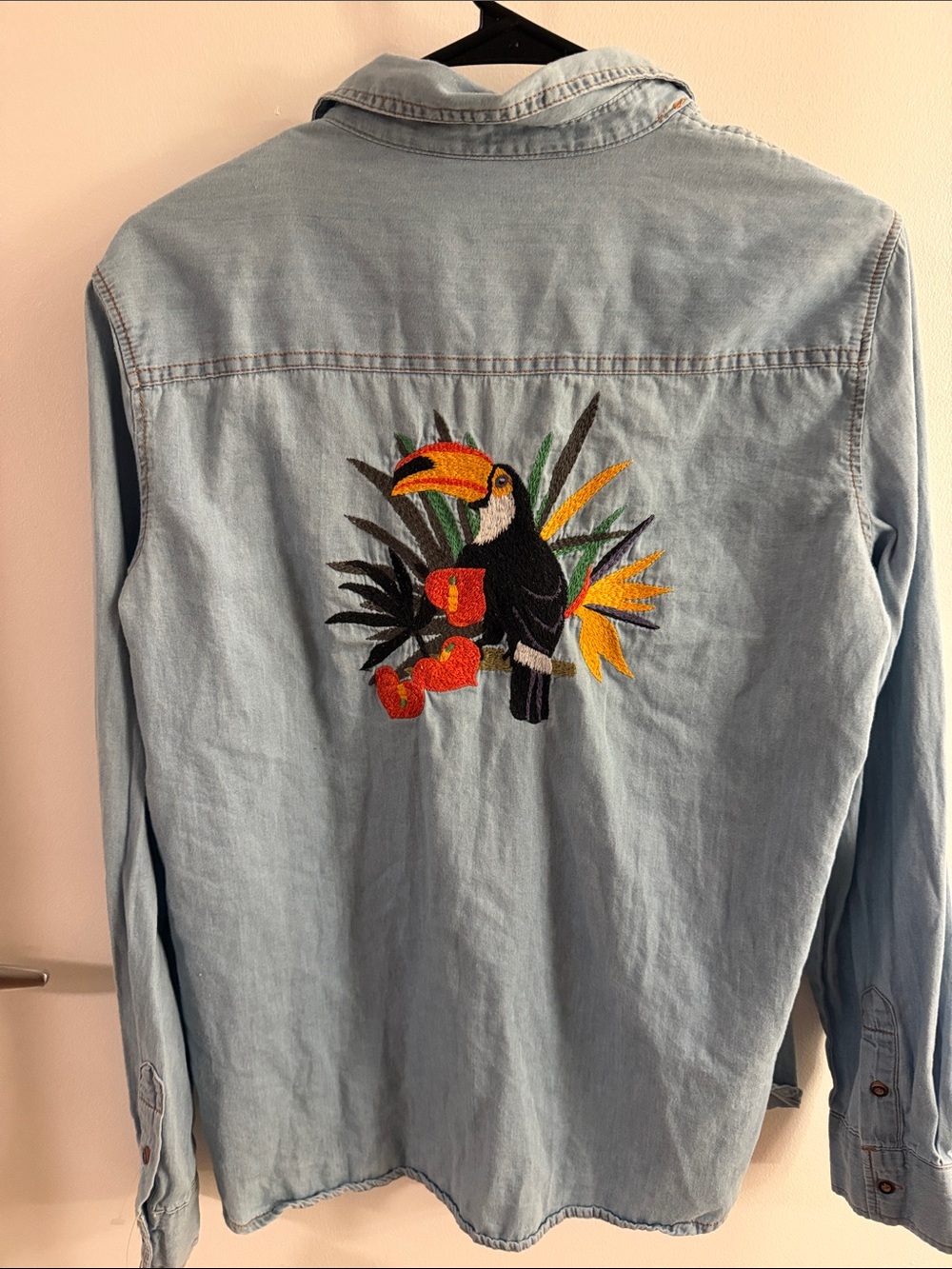 Zara Light Blue Denim Button-Down Shirt